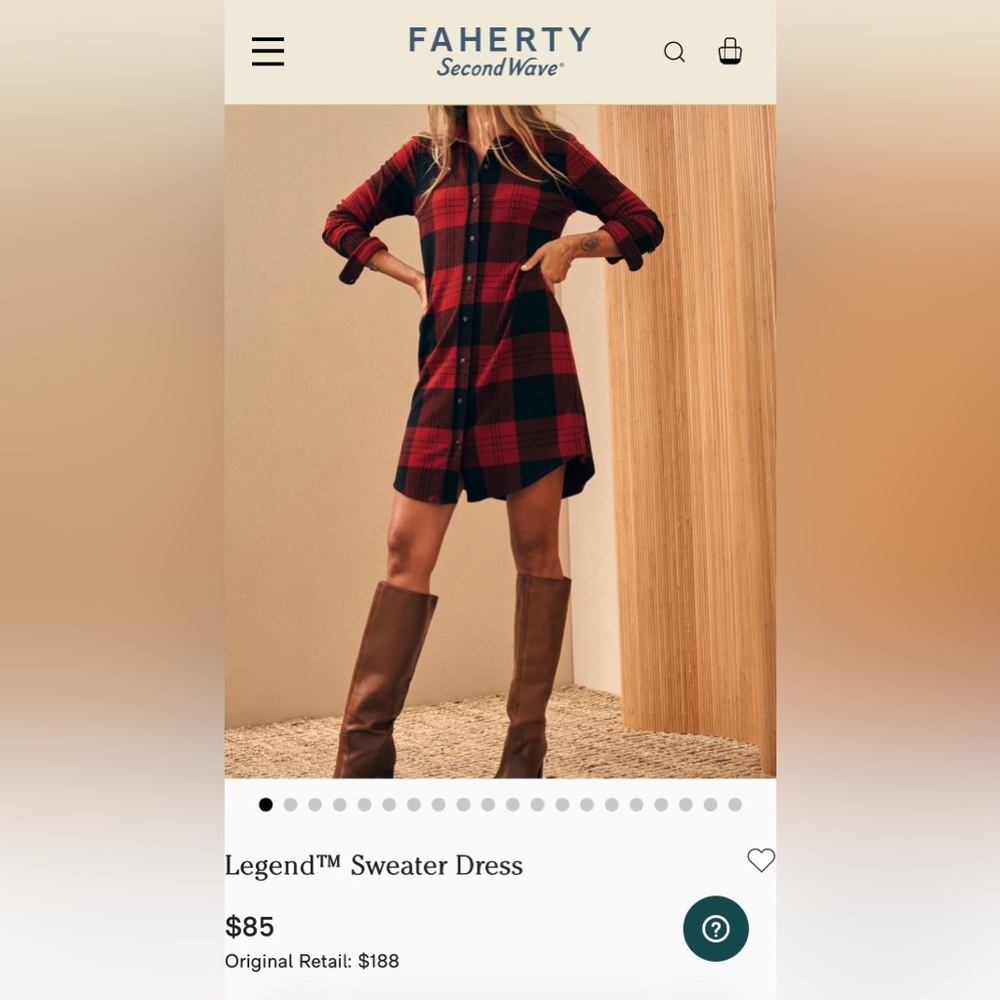 Faherty Red and Black Plaid Sweater Dress